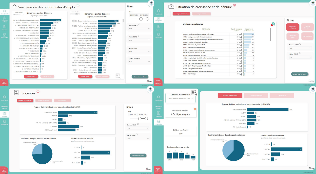 Interfaces de la plateforme JobInsights